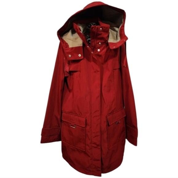 Jones New York red water resistant removeable hooded coat Size Med and Lg NEW - Picture 3 of 11